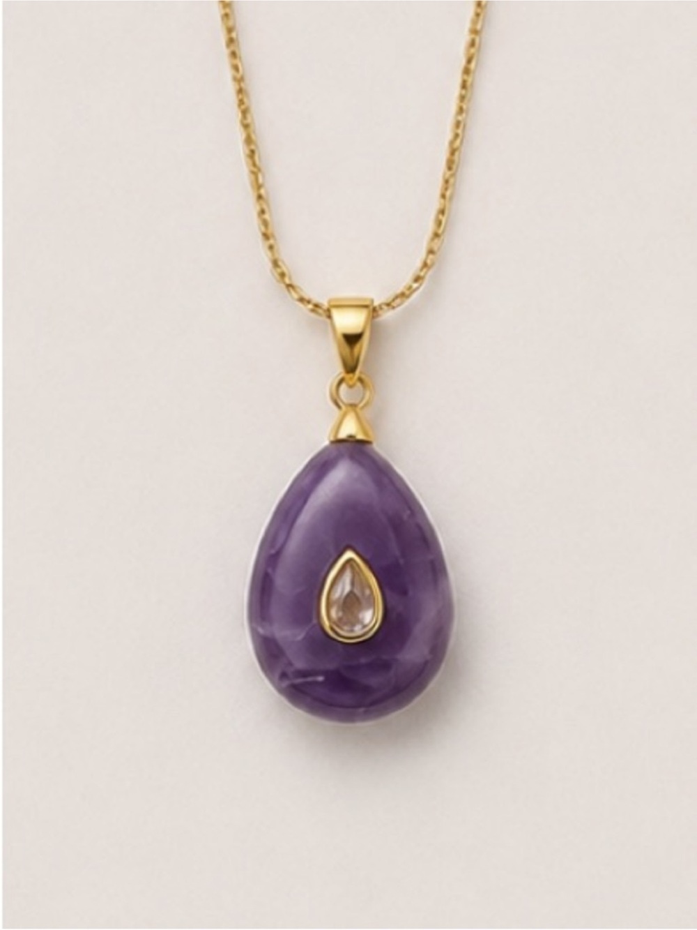 New! Purple Marbled Gemstone Pendant Necklace NWOT 5040